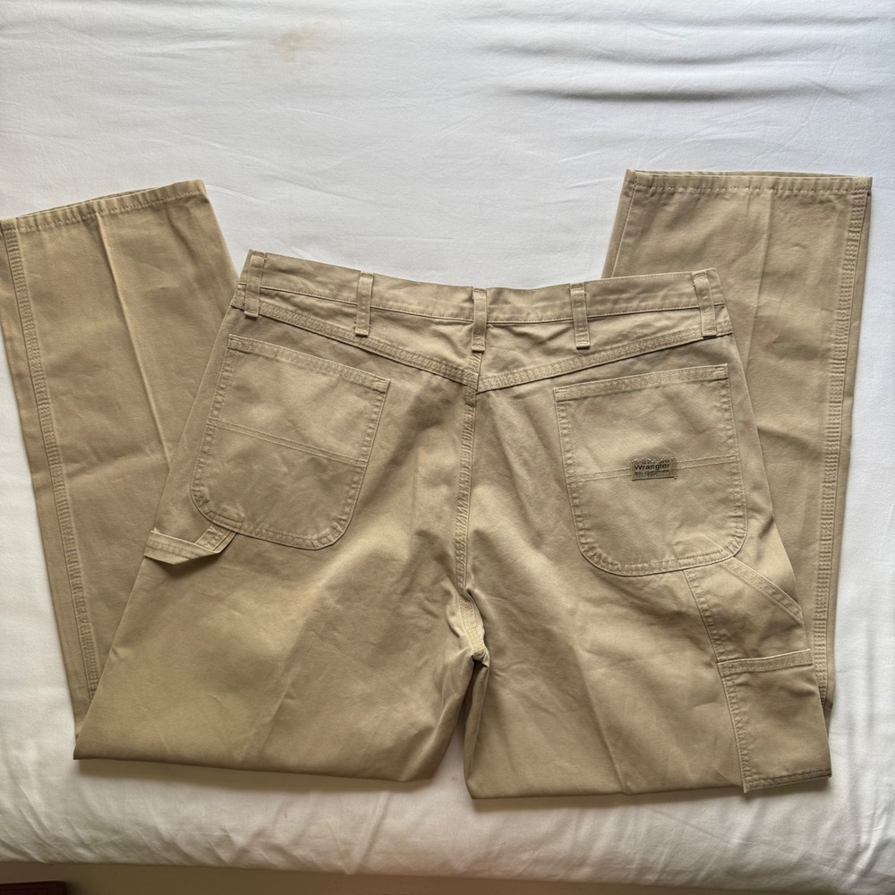 Wrangler Authentic Issue‎ Mens 38x32 Carpenter Pants Jeans Khaki Cotton 94LSWGK